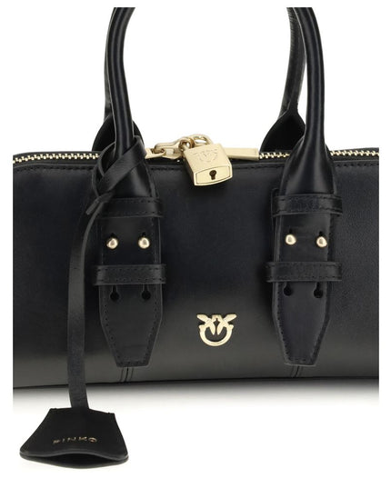 PINKO Black Calf Leather Bos Taurus Handbag