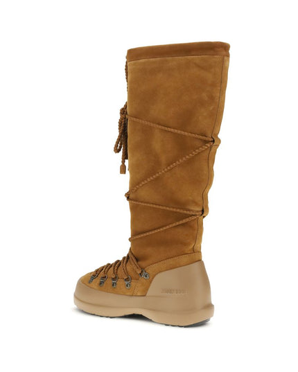 Moon Boot Brown Calf Leather Bos Taurus Lace-Up Boots