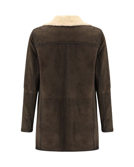 D'amico Brown Leather Coat