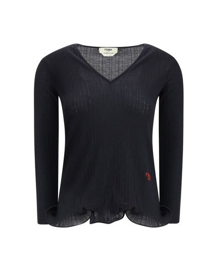Fendi Black Fleece Wool Top