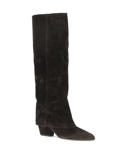 Paris Texas Brown Calf Leather Bos Taurus Flat Boots