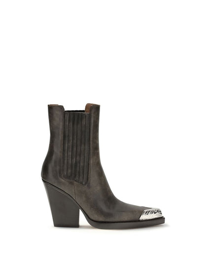 Paris Texas Black Leather Ankle Boots