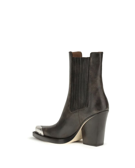 Paris Texas Black Leather Ankle Boots