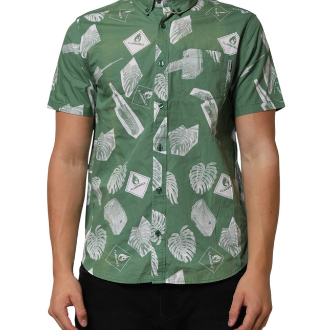 Carhartt Wip Green Printed Cotton Collared Short Sleeves Polo Shirt