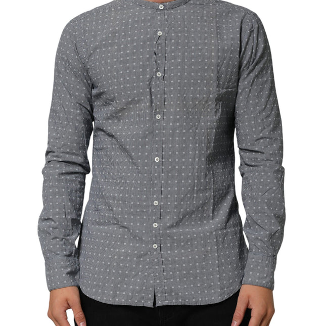 AGLINI Gray Polka Dot Cotton Button Down Long Sleeves Shirt