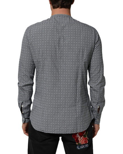 AGLINI Gray Polka Dot Cotton Button Down Long Sleeves Shirt