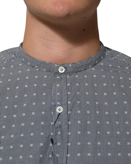 AGLINI Gray Polka Dot Cotton Button Down Long Sleeves Shirt
