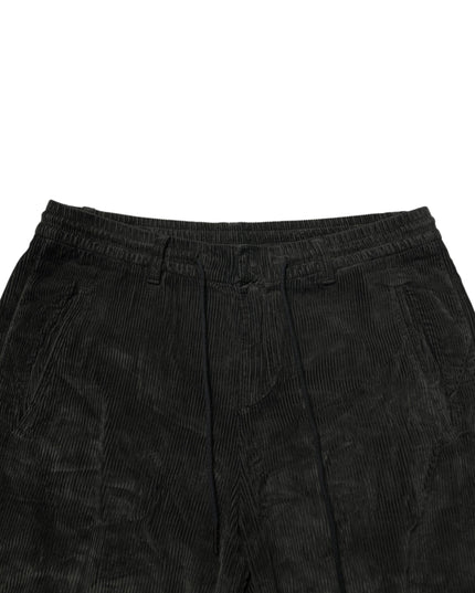 Dondup Black Mid Waist Cropped Corduroy Men Trouser Pants