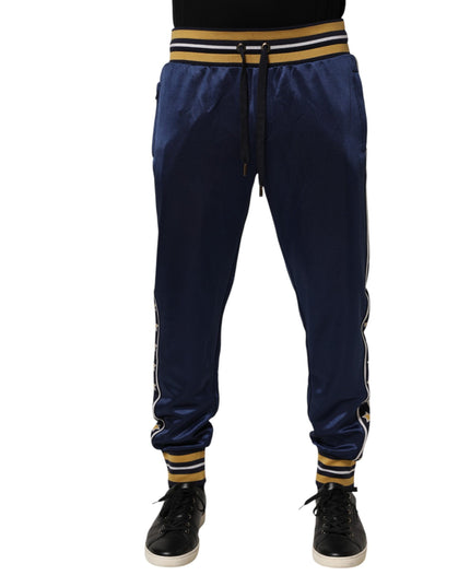 Dolce & Gabbana Blue Nylon Jogger Mid Waist Trouser Pants