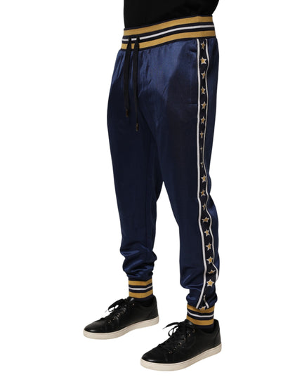 Dolce & Gabbana Blue Nylon Jogger Mid Waist Trouser Pants