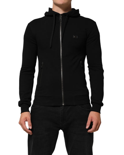 Dolce & Gabbana Sweater Black Cotton Hooded Men Sweatshirt Sweater