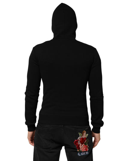 Dolce & Gabbana Sweater Black Cotton Hooded Men Sweatshirt Sweater