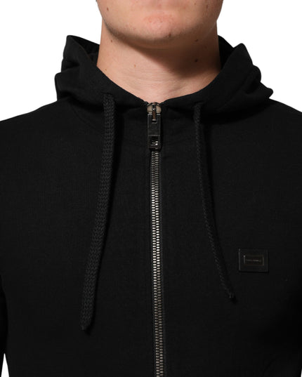 Dolce & Gabbana Sweater Black Cotton Hooded Men Sweatshirt Sweater