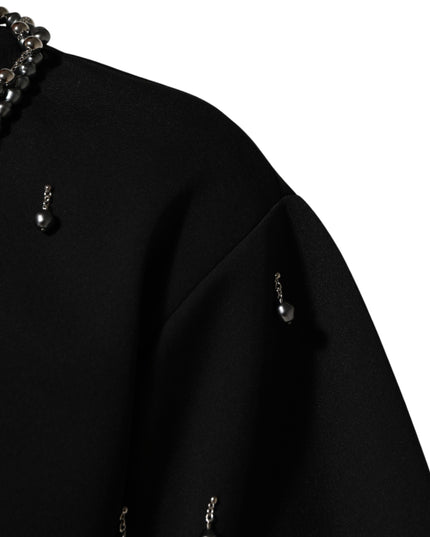 Dolce & Gabbana Black Polyester Necklace Embellished T-shirt