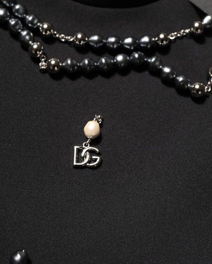 Dolce & Gabbana Black Polyester Necklace Embellished T-shirt