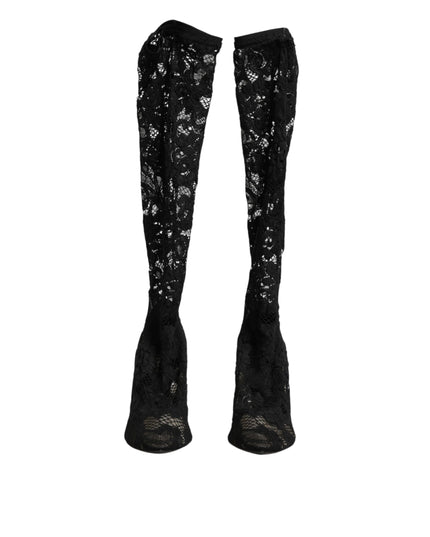 Dolce & Gabbana Black Pumps Taormina Lace Socks Boots Shoes