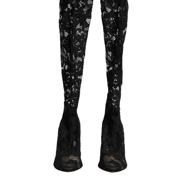 Dolce & Gabbana Black Pumps Taormina Lace Socks Boots Shoes