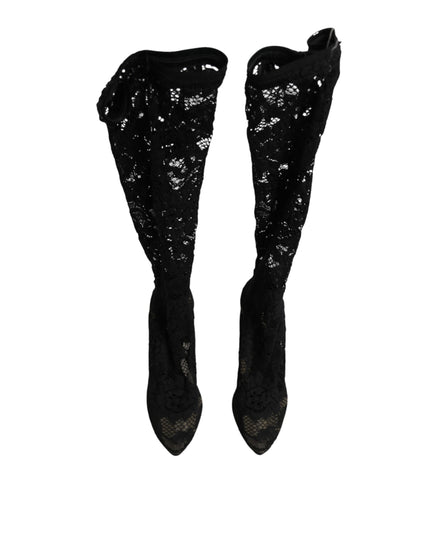 Dolce & Gabbana Black Pumps Taormina Lace Socks Boots Shoes