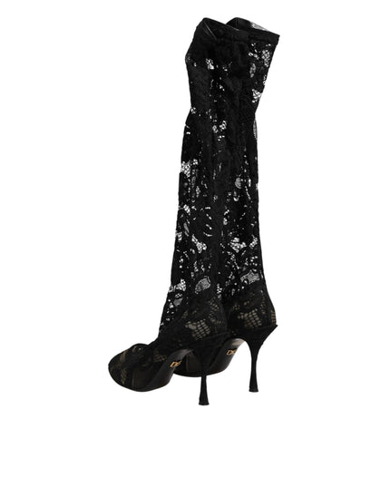 Dolce & Gabbana Black Pumps Taormina Lace Socks Boots Shoes