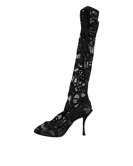 Dolce & Gabbana Black Pumps Taormina Lace Socks Boots Shoes