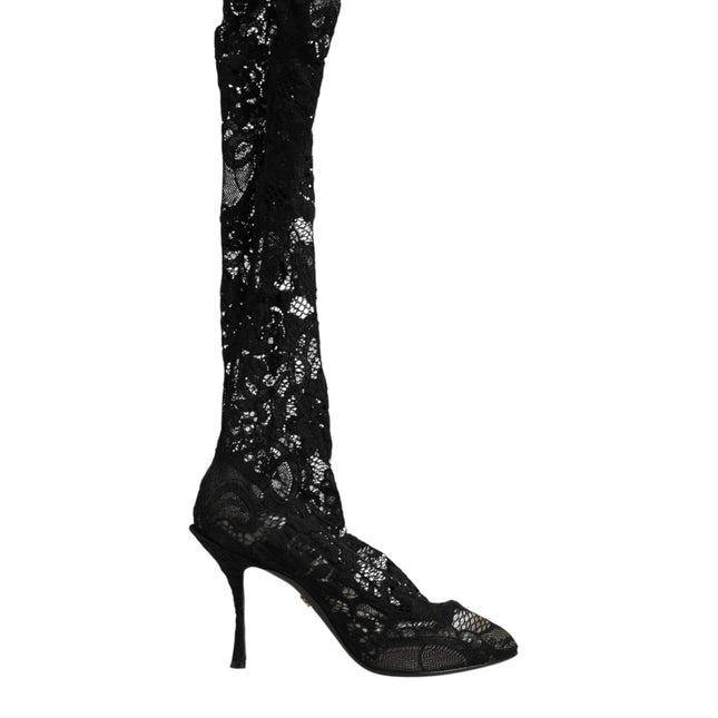 Dolce & Gabbana Black Pumps Taormina Lace Socks Boots Shoes
