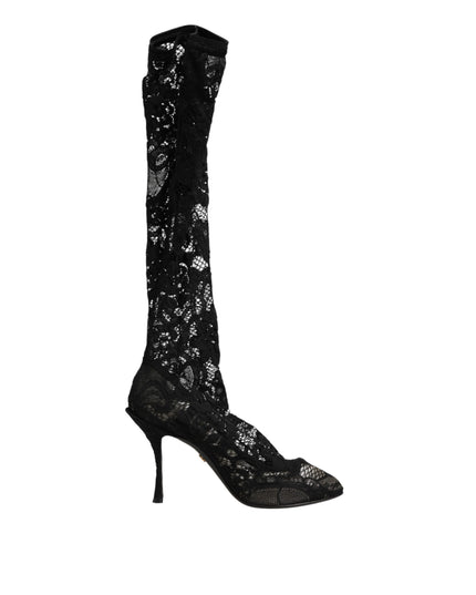 Dolce & Gabbana Black Pumps Taormina Lace Socks Boots Shoes