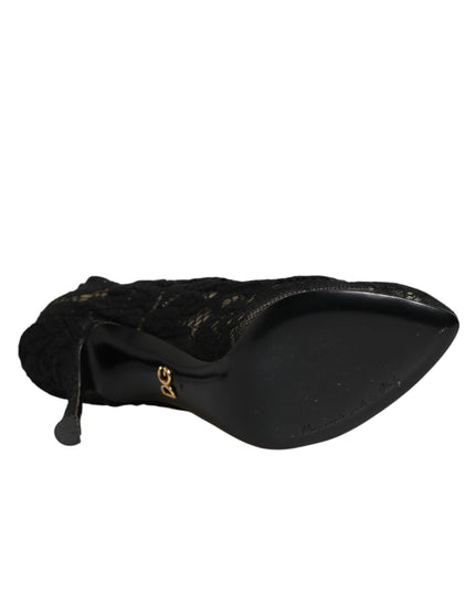Dolce & Gabbana Black Pumps Taormina Lace Socks Boots Shoes