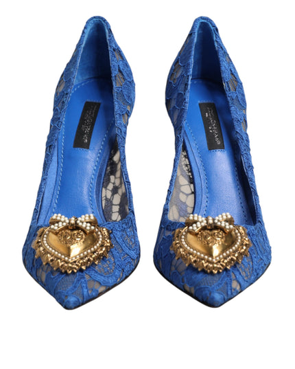 Dolce & Gabbana Blue Taormina Lace DEVOTION Pumps Shoes \