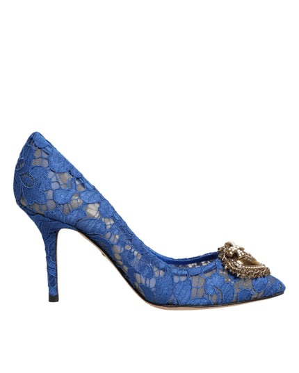 Dolce & Gabbana Blue Taormina Lace DEVOTION Pumps Shoes \