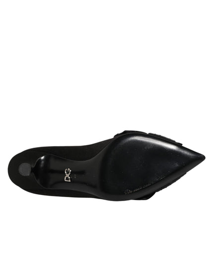 Dolce & Gabbana Black Satin Bow Crystal Embellishment Pumps Shoes