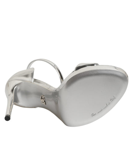 Dolce & Gabbana Silver Leather Platform Keira Sandals Shoes
