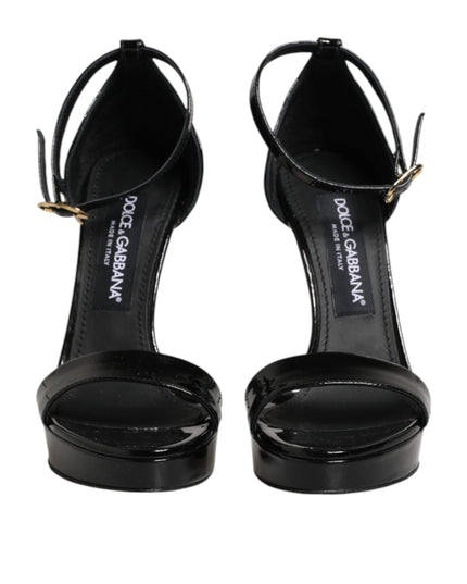 Dolce & Gabbana Black Leather Platform Keira Sandals Shoes