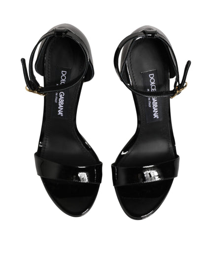 Dolce & Gabbana Black Leather Platform Keira Sandals Shoes
