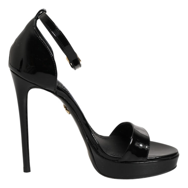 Dolce & Gabbana Black Leather Platform Keira Sandals Shoes