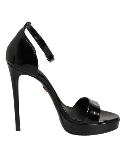 Dolce & Gabbana Black Leather Platform Keira Sandals Shoes