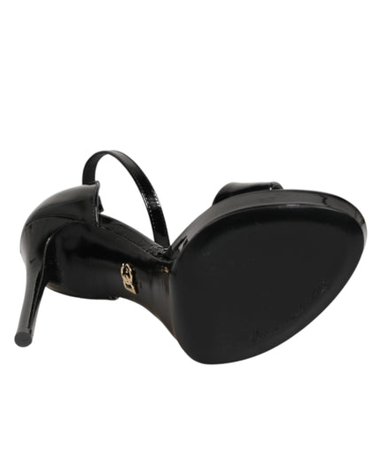 Dolce & Gabbana Black Leather Platform Keira Sandals Shoes