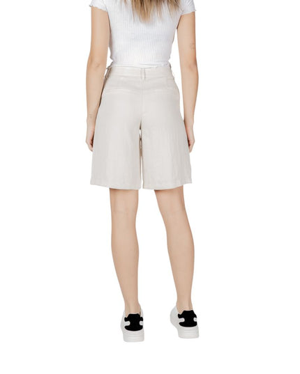 Vila Clothes Beige Viscose Bermuda Shorts