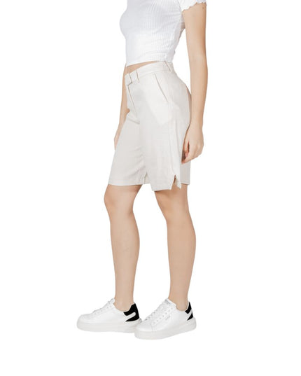 Vila Clothes Beige Viscose Bermuda Shorts