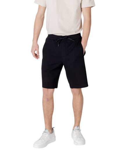 Armani Exchange Black Cotton Bermuda Shorts