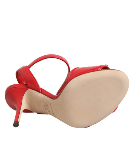 Dolce & Gabbana Red Leather DG AMORE Heels Sandals Shoes