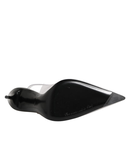 Dolce & Gabbana Black Leather Clear PVC Slingback Pumps Shoes