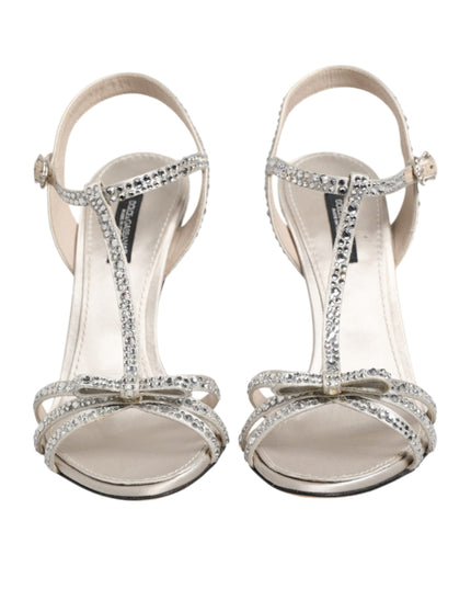 Dolce & Gabbana Silver Strass Ankle Strap Heels Sandals Shoes