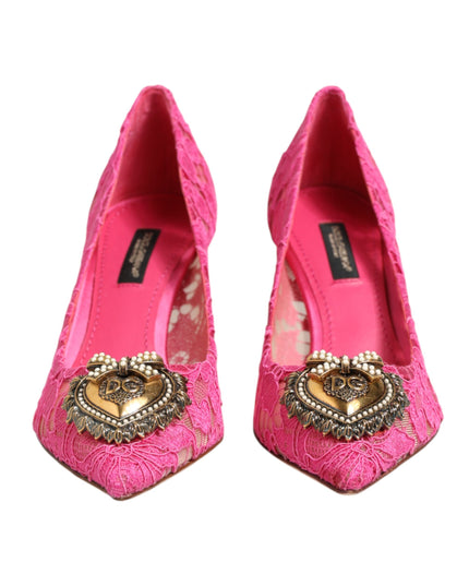 Dolce & Gabbana Pink Taormina Lace DEVOTION Pumps Shoes