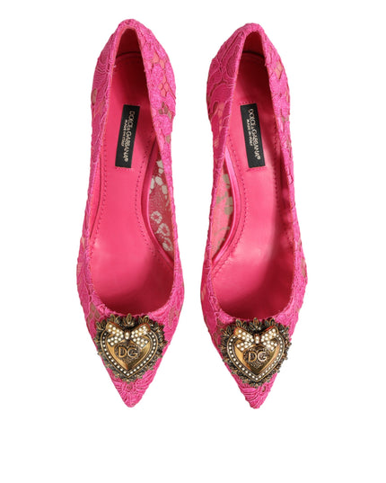 Dolce & Gabbana Pink Taormina Lace DEVOTION Pumps Shoes