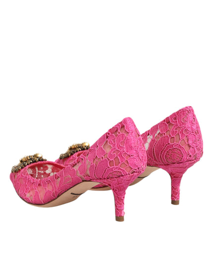 Dolce & Gabbana Pink Taormina Lace DEVOTION Pumps Shoes