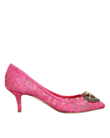 Dolce & Gabbana Pink Taormina Lace DEVOTION Pumps Shoes
