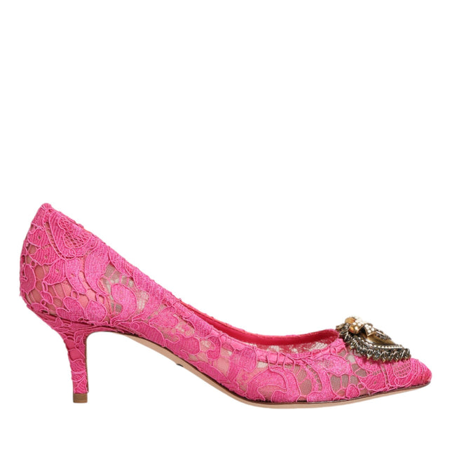 Dolce & Gabbana Pink Taormina Lace DEVOTION Pumps Shoes