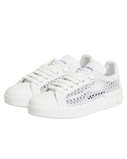 Dolce & Gabbana White Mesh Inserts Low Top Sneakers Shoes
