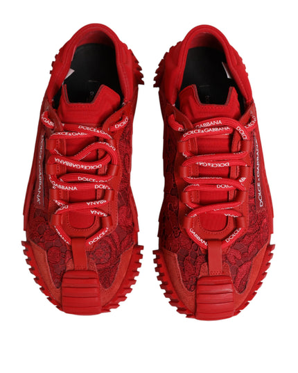 Dolce & Gabbana Red Logo Lace Low Top NS1 Sneakers Shoes