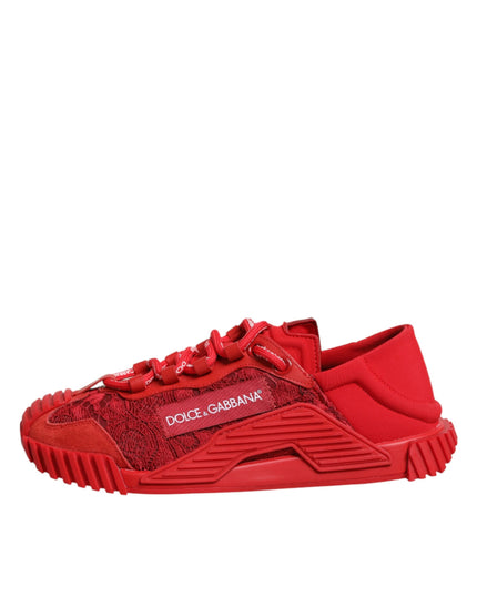 Dolce & Gabbana Red Logo Lace Low Top NS1 Sneakers Shoes